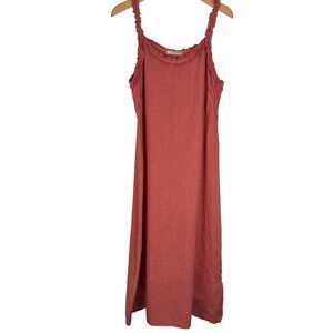 Francesca Bettini Sleeveless Linen Midi Dress Womens M Terracotta Made in Italy